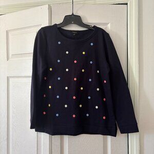 Talbots Petite Medium Blue Pullover Sweater with Colorful Polka Dots